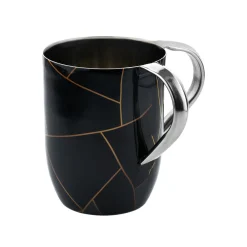 Abstract Lines Black & Gold Marble Wash Cup