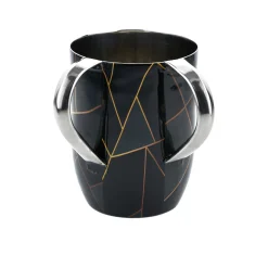 Abstract Lines Black & Gold Marble Wash Cup