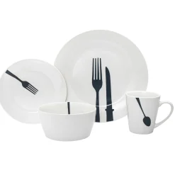 Acme Porcelain 16 Piece Dinnerware Set, Service For 4