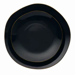 Andover Black 12 Piece Gold Rim Dinnerware Set, Service For 4