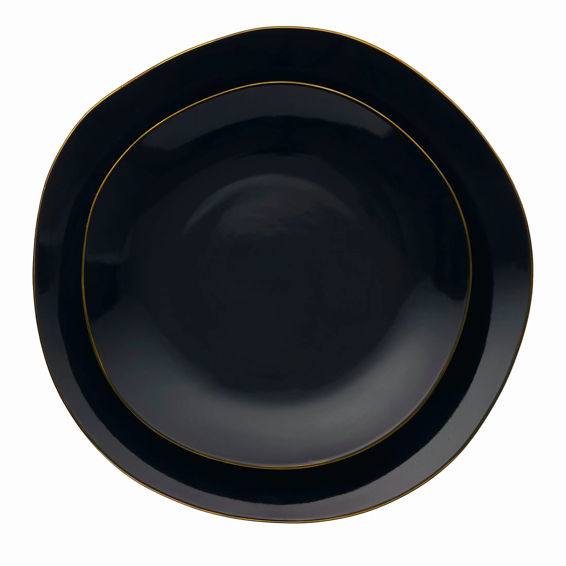 Andover Black 12 Piece Gold Rim Dinnerware Set, Service For 4