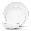 Andover White 12 Piece Gold Rim Dinnerware Set, Service For 4