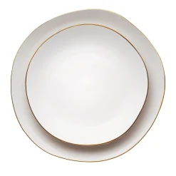 Andover White 12 Piece Gold Rim Dinnerware Set, Service For 4