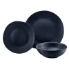 Aspero Black Stoneware 12 Piece Dinnerware Set, Service For 4