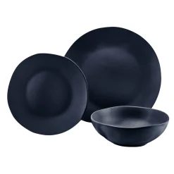 Aspero Black Stoneware 12 Piece Dinnerware Set, Service For 4