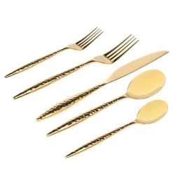 Avellino Mirrored Gold 18/10 Stainless Steel 20 Piece Flatware Set, Service For 4