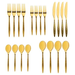 Avellino Mirrored Gold 18/10 Stainless Steel 20 Piece Flatware Set, Service For 4