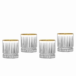 Avenue Gold Rim Double Old Fashion Glass, Set of 4