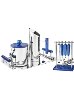 Azure Blue Resin & Stainless Steel 5 Piece Bar Tool Set