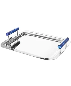 Azure Blue Resin & Stainless Steel Tray