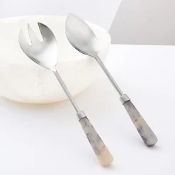 Azure Gloss Limestone Resin Salad Server Set