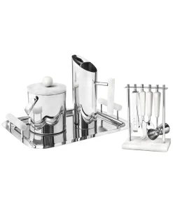 Azure Matte White Resin & Stainless Steel 5 Piece Bar Tool Set