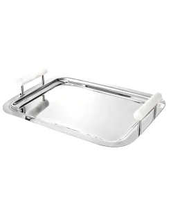 Azure Matte White Resin & Stainless Steel Tray