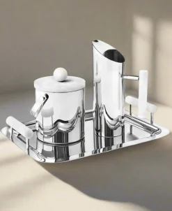 Azure Matte White Resin & Stainless Steel Tray