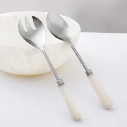 Azure Matte White Resin Salad Server Set