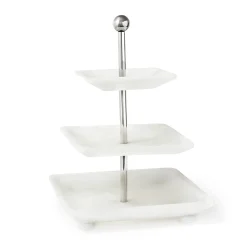 Azure Matte White Three Tiered Serving Stand