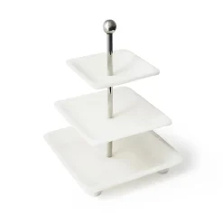 Azure Matte White Three Tiered Serving Stand