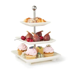 Azure Matte White Three Tiered Serving Stand