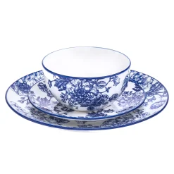 Banbury Blue Porcelain 12 Piece Dinnerware Set, Service For 4