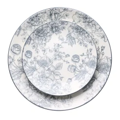 Banbury Grey Porcelain 12 Piece Dinnerware Set, Service For 4