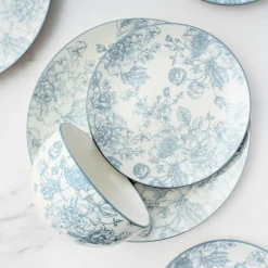 Banbury Grey Porcelain 12 Piece Dinnerware Set, Service For 4