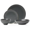 Beaumont Grey Gold Rim 16 Piece Dinnerware Set, Service for 4