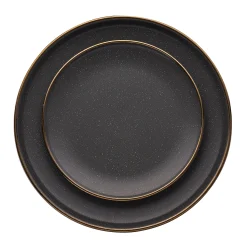 Beaumont Grey Gold Rim 16 Piece Dinnerware Set, Service for 4