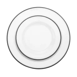 Bistro Black Rim Porcelain 16 Piece Dinnerware Set, Service For 4