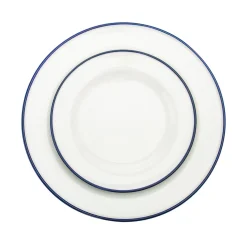Bistro Blue Rim Porcelain 16 Piece Dinnerware Set, Service For 4