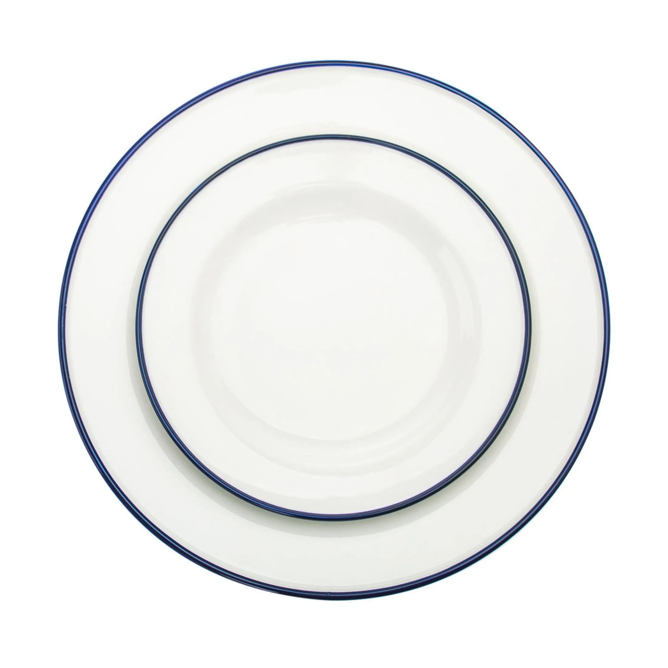 Bistro Blue Rim Porcelain 16 Piece Dinnerware Set, Service For 4