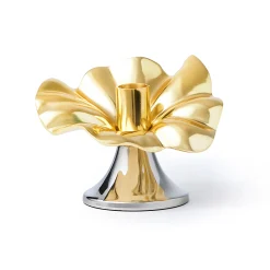 Blossom Platinum & Gold Tapered Candle Holder 6"