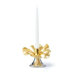 Blossom Platinum & Gold Tapered Candle Holder 6"