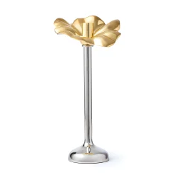 Blossom Platinum & Gold Tapered Candle Holder 13"