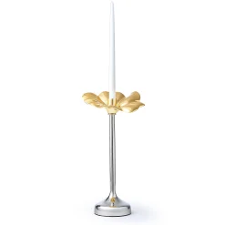 Blossom Platinum & Gold Tapered Candle Holder 13"