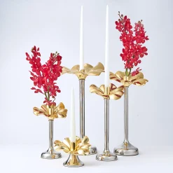 Blossom Platinum & Gold Tapered Candle Holder 18.5
