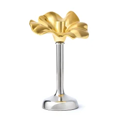 Blossom Platinum & Gold Tapered Candle Holder 10"