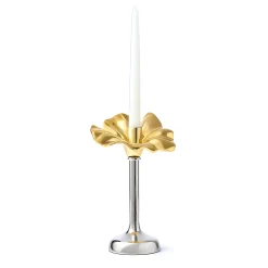 Blossom Platinum & Gold Tapered Candle Holder 10"