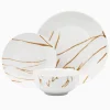 Boulon Gold Porcelain 12 Piece Dinnerware Set, Service For 4