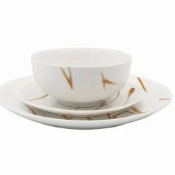 Boulon Gold Porcelain 12 Piece Dinnerware Set, Service For 4