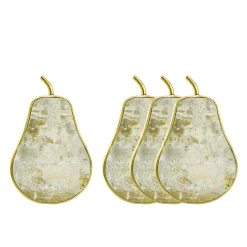 Brown Marble Pear Coaster Set