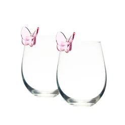 Butterfly Blush Stemless Wine, Set of 2