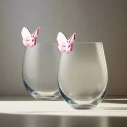 Butterfly Blush Stemless Wine, Set of 2