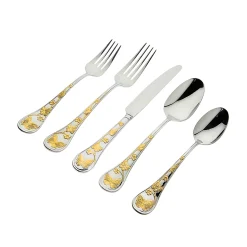 Butterfly Sandblast 24kt Gold Plated 18/10 Stainless Steel 20 Piece Flatware Set, Service For 4