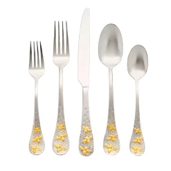 Buzz 24kt Gold Plated 18/10 Stainless Steel 20 Piece Flatware Set, Service For 4