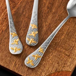 Buzz 24kt Gold Plated 18/10 Stainless Steel 20 Piece Flatware Set, Service For 4