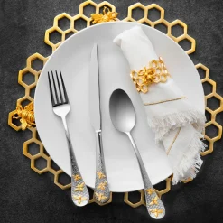 Buzz 24kt Gold Plated 18/10 Stainless Steel 20 Piece Flatware Set, Service For 4
