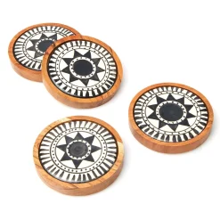 Calle Porcelain & Wood Coaster Set
