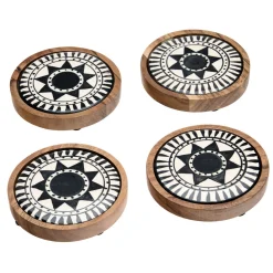 Calle Porcelain & Wood Coaster Set