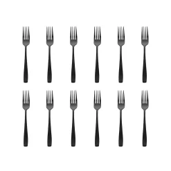 Chisel Matte Black 18/0 Stainless Steel Salad Fork, Set of 12