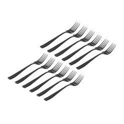 Chisel Matte Black 18/0 Stainless Steel Salad Fork, Set of 12